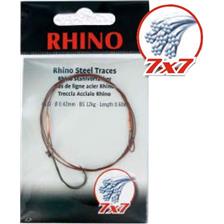 Leaders Rhino BAS DE LIGNE TRESSE ACIER 7X7 BOUCLE ET HAMECON SIMPLE 60CM 45/100