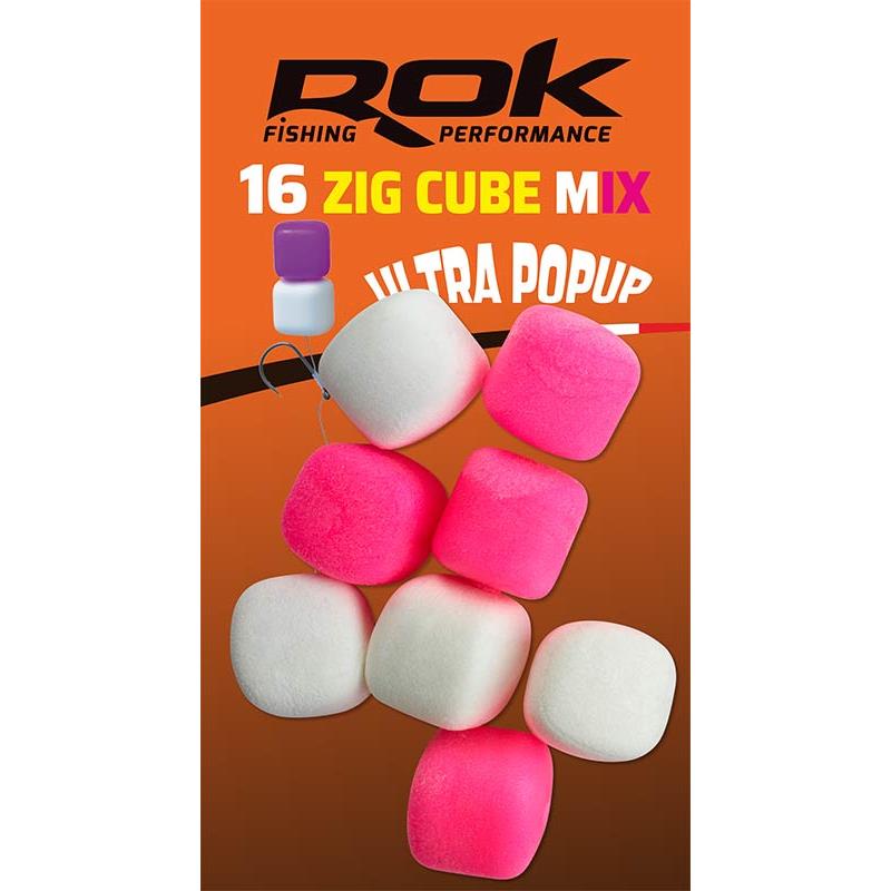 Baits & Additives Rok Fishing ZIG CUBE MIX 10MM ROSE BLANC