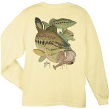Habillement Guy Harvey MOUTH BASS AND CRAWDAD JAUNE PALE TAILLE M